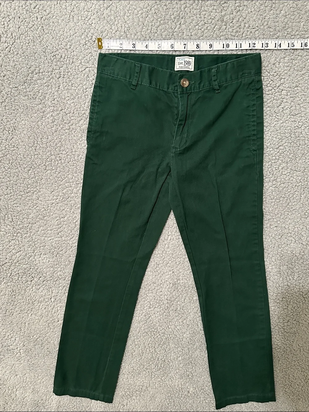 The Children’s Place Boys Green Chino Pants Size 8 Straight Leg Adjustable Waist